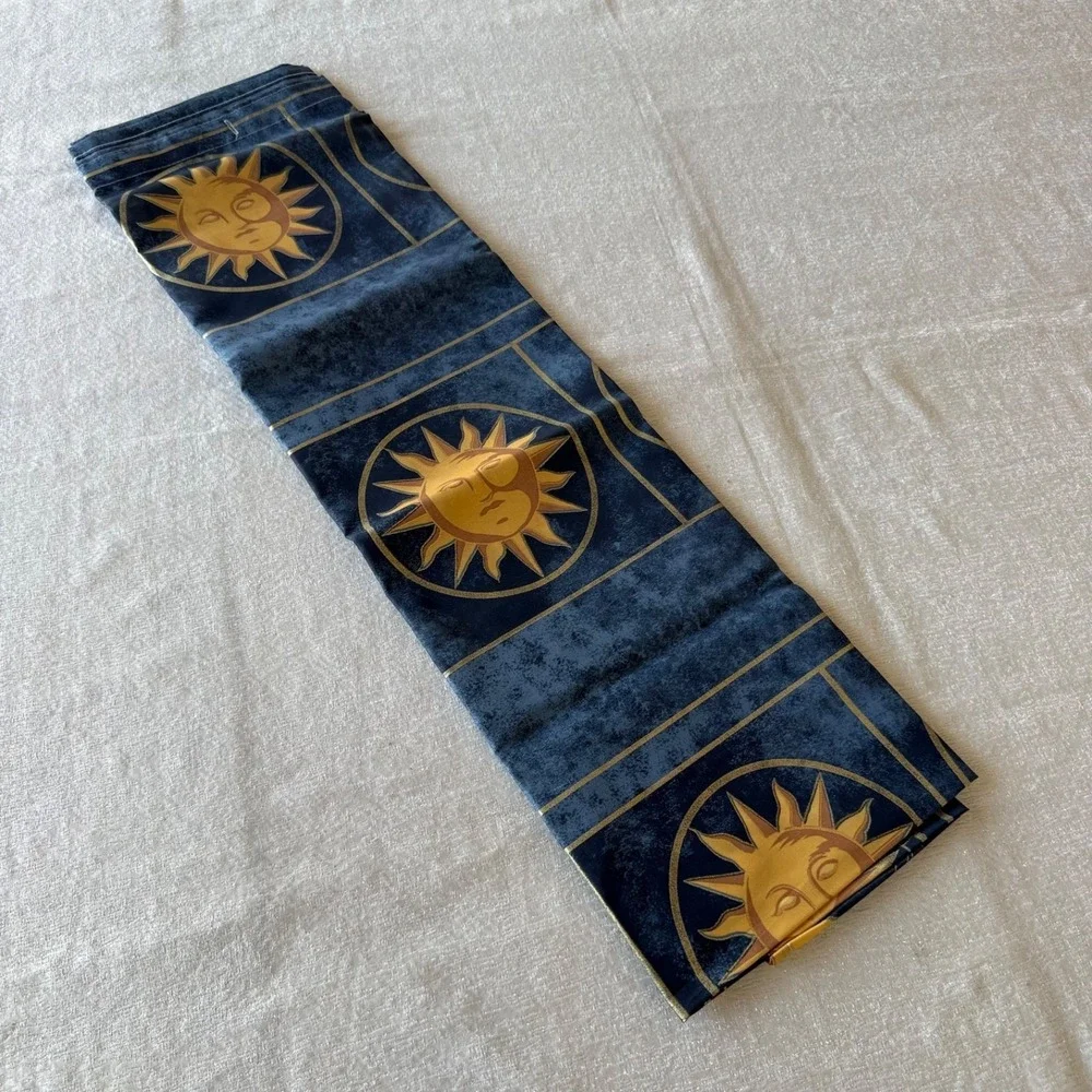 Vintage Celestial Fabric Shower Curtain Sun Moon Stars Blue Bathroom Decor